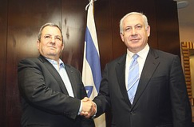 Netanyahu and Barak shake hands 248.88 (photo credit: Ariel Jerozlimski [file])