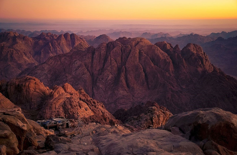 Mount Sinai, also known as Mount Moses or Jebl Musa. (photo credit: Wikimedia Commons)