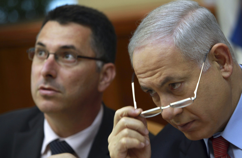 Prime Minister Benjamin Netanyahu (R) and Gideon Sa'ar  (photo credit: REUTERS)