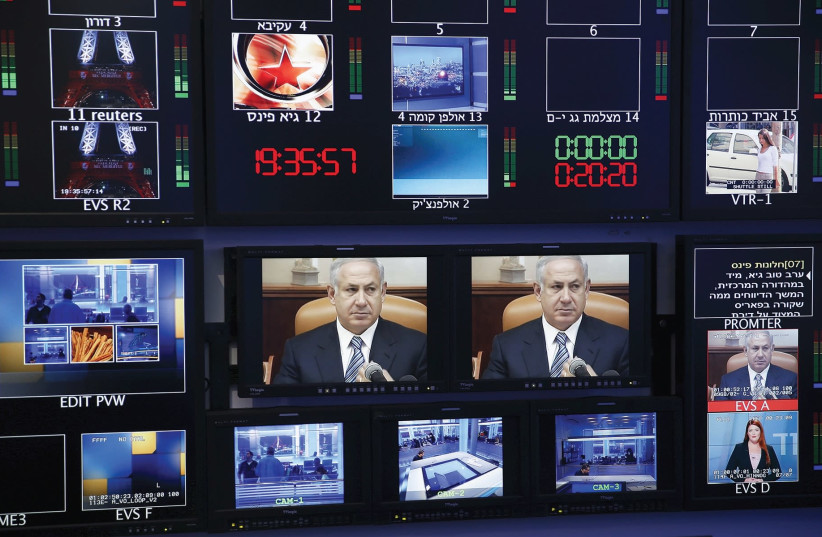 Israeli television control room (photo credit: REUTERS)