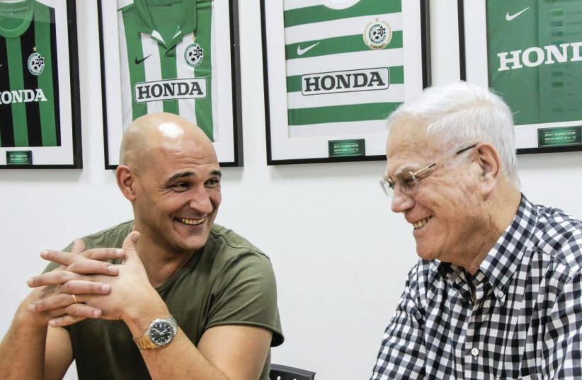 Dutchman Mohammed Allach (left) was announced as Maccabi Haifa’s new technical director yesterday after a meeting with club owner Jacob Shachar (right) (photo credit: REUVEN COHEN/MACCABI HAIFA WEBSITE)