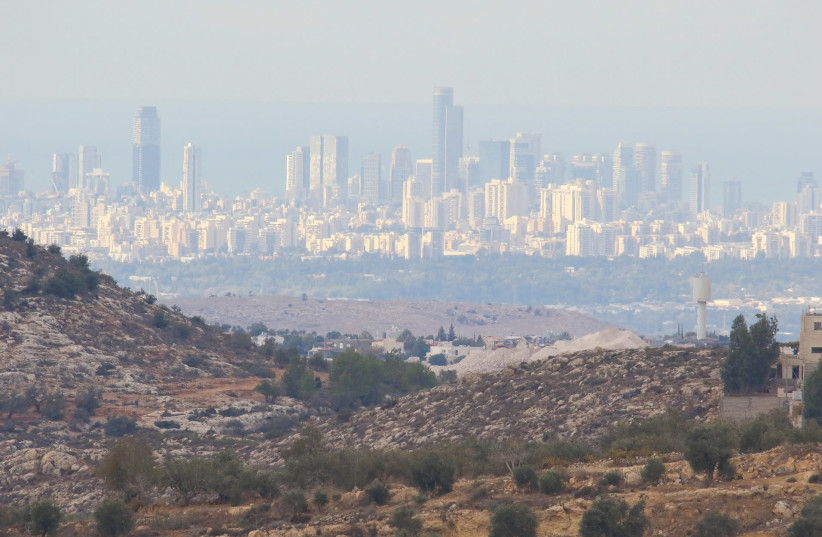 THE SKYLINE of Tel Aviv as seen from Dolev, southern Samaria.  (photo credit: MICHAL GILADI)