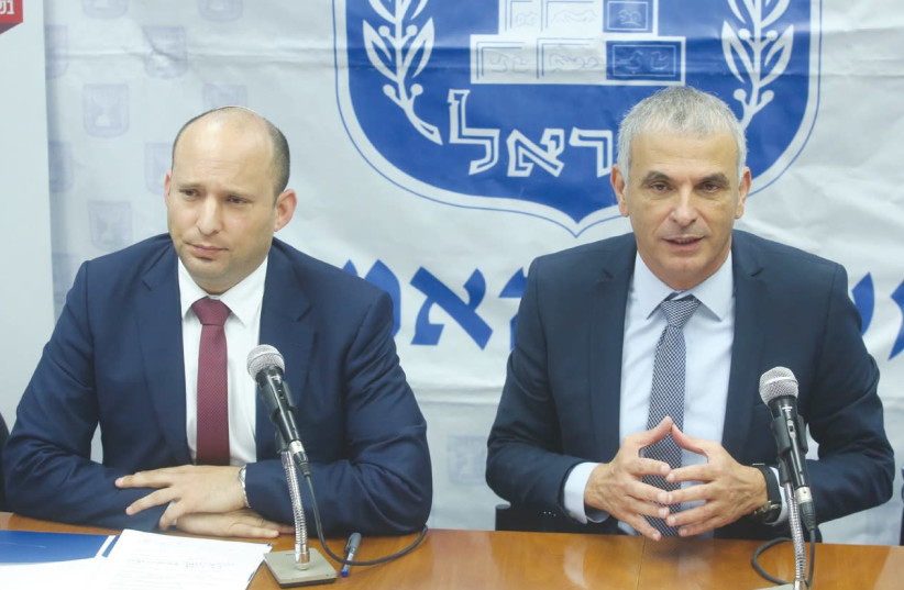 Education Minister Naftali Bennett and Finance Minister Moshe Kahlon hold a news conference in Jerusalem yesterday about the shortening of school vacations (photo credit: MARC ISRAEL SELLEM/THE JERUSALEM POST)