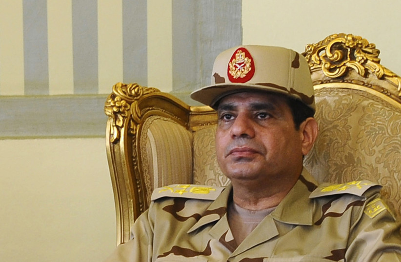 Egypt's Defense Minister Abdel Fattah al-Sisi is seen during a news conference in Cairo on the release of seven members of the Egyptian security forces kidnapped by Islamist militants in Sinai, May 22, 2013. Picture taken May 22, 2013. (photo credit: REUTERS)