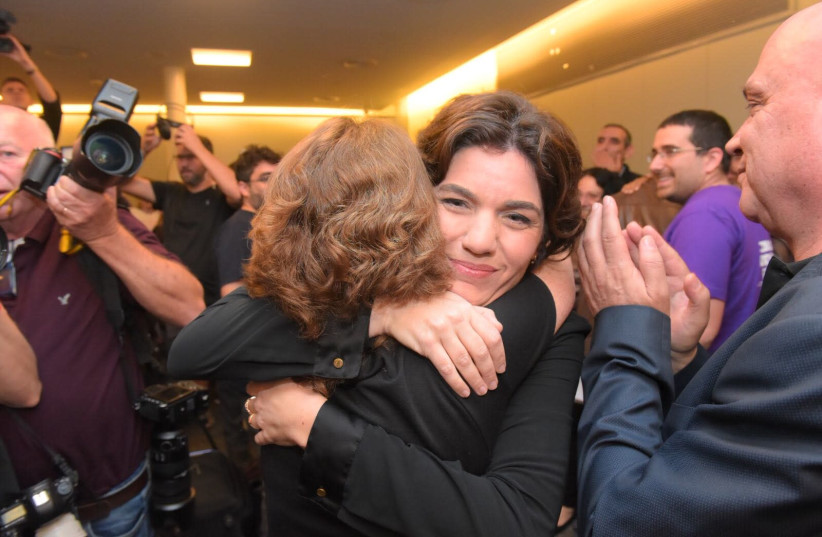 Tamar Zandberg after being elected leader of Meretz (photo credit: AVSHALOM SASSONI/ MAARIV)