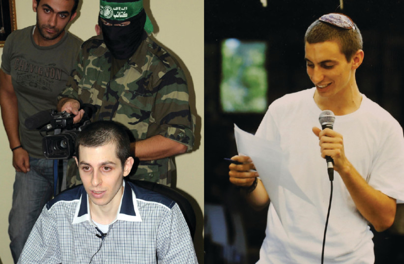 (LEFT) IDF soldier Gilad Schalit is seen while being held captive on the Egyptian side of the Rafah border crossing in 2011. Right: IDF SOLDIER Hadar Goldin is seen in this undated family handout provided in 2014 (photo credit: REUTERS)