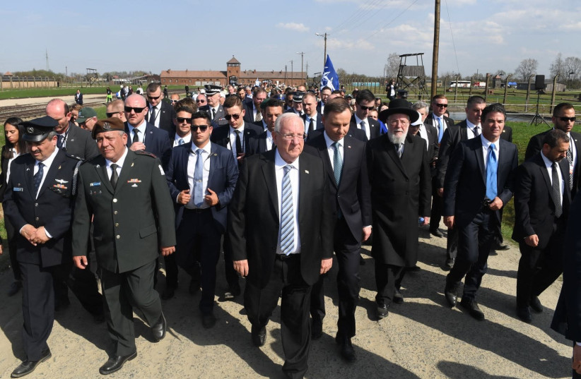  Israeli President Reuven Rivlin and Polish President Andrzej Duda led the record-breaking procession at the 30th March of the Living. (photo credit: KOBI GIDON / GPO)