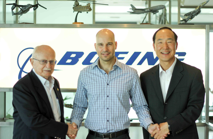 From left to right: President of Boeing Israel, David Ivry, CEO of Assembrix, Lior Polak and Korea-Israel offset program manager at Boeing, JC (photo credit: Courtesy)