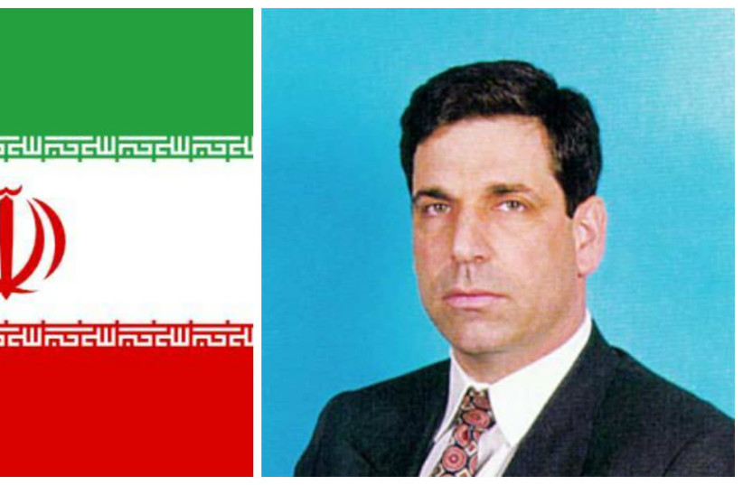 Gonen Segev (R) and the Iranian flag (photo credit: WIKIMEDIA COMMONS AND KNESSET)