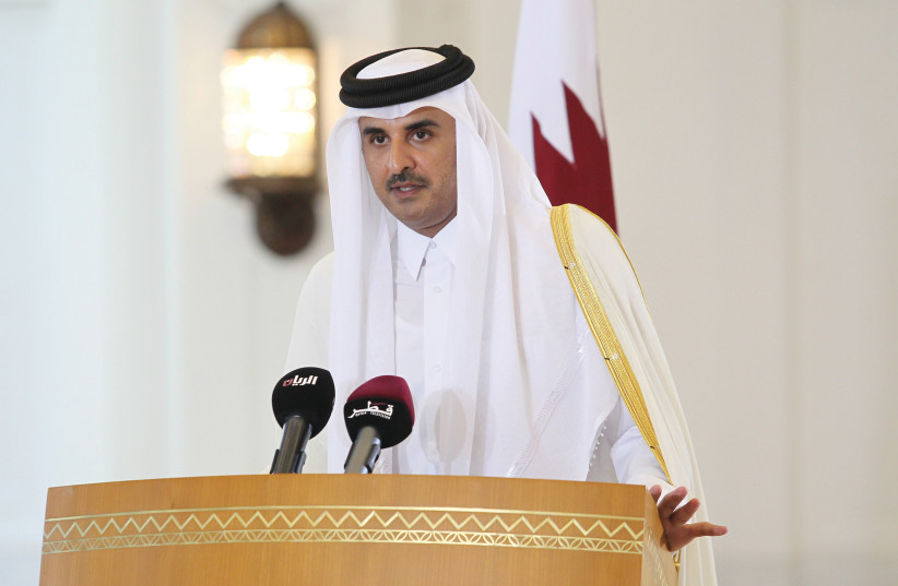 EMIR OF QATAR Sheikh Tamim bin Hamad al-Thani in Doha (photo credit: NASEEM ZEITOON/REUTERS)