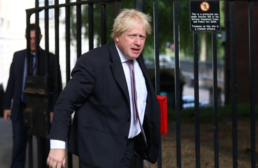 Britain's Secretary of State for Foreign and Commonwealth Affairs Boris Johnson arrives at 10 Downing Street in London, Britain, July 3, 2018. (photo credit: SIMON DAWSON/ REUTERS)