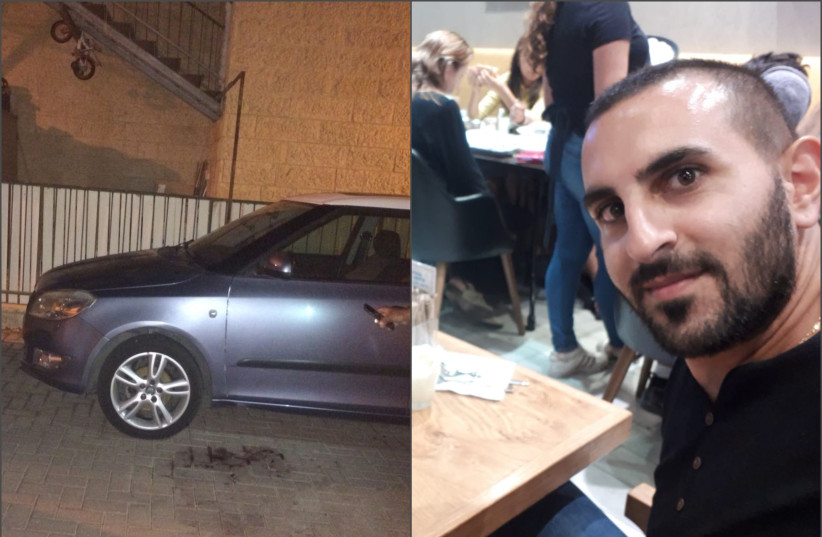 The victim of the terror attack in the Adam settlement, Yotam Ovadia, 31, and the scene of the crime (photo credit: COURTESY/TOVAH LAZAROFF)