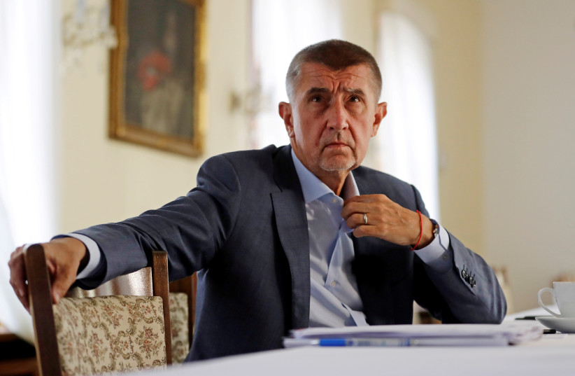 Czech Prime Minister Andrej Babis attends an interview with Reuters at the Hrzan's Palace in Prague (photo credit: DAVID W. CERNY / REUTERS)
