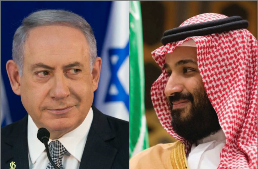 Israeli Prime Minister Benjamin Netanyahu and Saudi Arabian Crown Prince Mohammed Bin Salman (photo credit: MARC ISRAEL SELLEM/REUTERS)