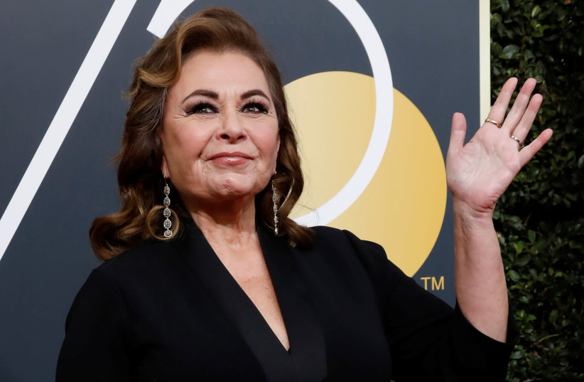 Actress Roseanne Barr waves on her arrival to the 75th Golden Globe Awards in Beverly Hills, California, U.S., January 7, 2018. (photo credit: REUTERS/MARIO ANZUONI)