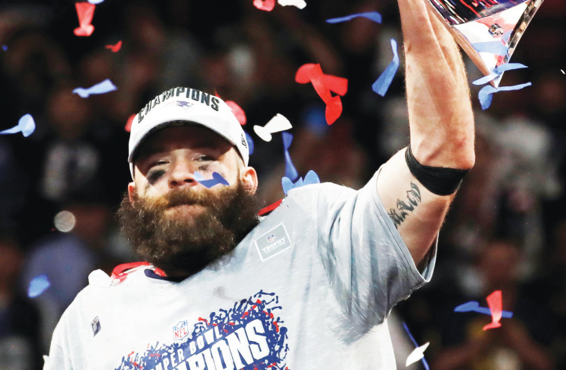 JULIAN EDELMAN became the first Jewish player to win a Super Bowl MVP on Sunday, with his 10 receptions for 141 yards propelling the New England Patriots to a 13-3 victory over the Los Angeles Rams.  (photo credit: REUTERS)