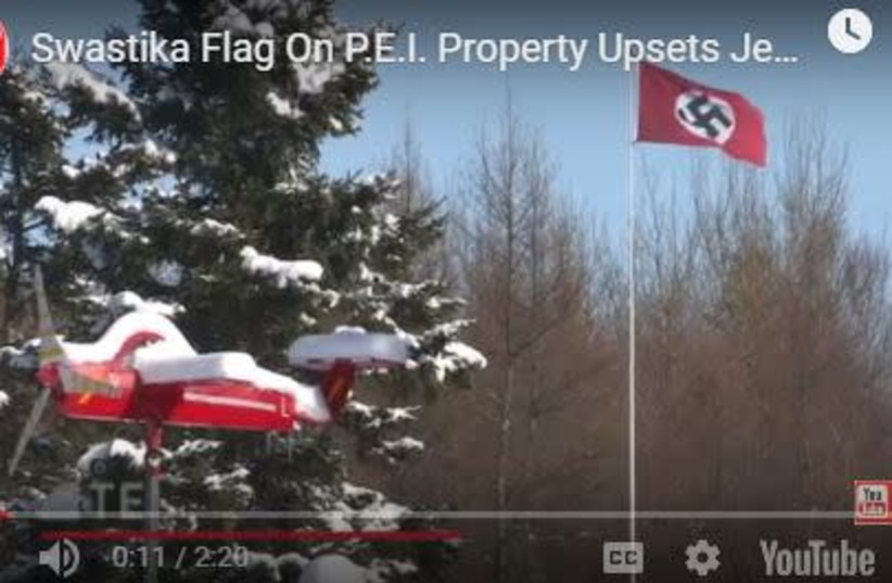 Nazi flag flown in Canada. (photo credit: screenshot)