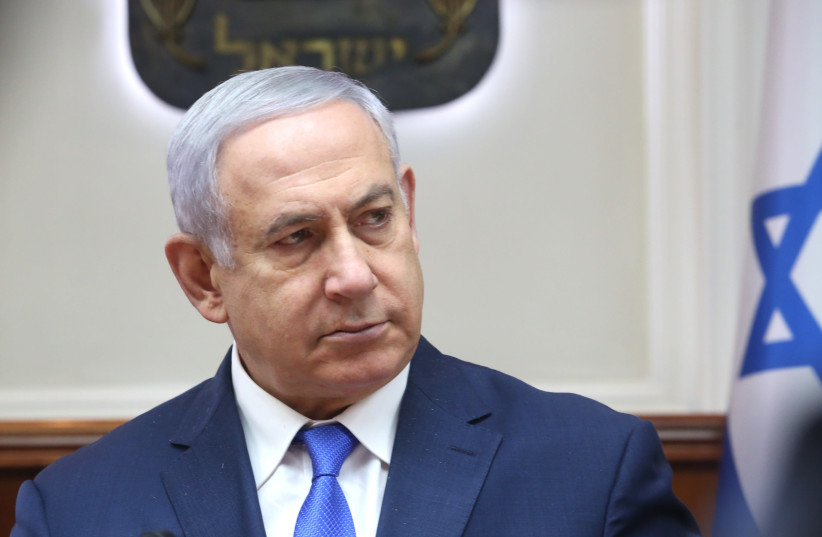 Prime Minister Benjamin Netanyahu at a weekly cabinet meeting, March 3rd, 2019 (photo credit: MARC ISRAEL SELLEM/THE JERUSALEM POST)