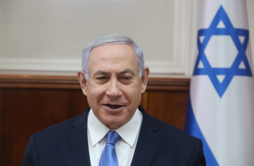 Prime Minister Benjamin Netanyahu at a weekly cabinet meeting, March 10th, 2019 (photo credit: MARC ISRAEL SELLEM/THE JERUSALEM POST)