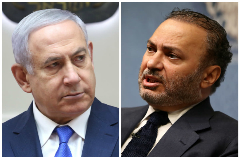 Minister of State for Foreign Affairs for the United Arab Emirates, Anwar Gargash (R) and Prime Minister Benjamin Netanyahu (R) (photo credit: REUTERS & MARC ISRAEL SELLEM/THE JERUSALEM POST)