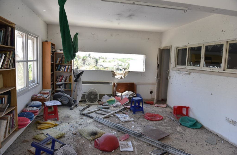 The house in Ashkelon hit by a rocket fired from Gaza (photo credit: POLICE SPOKESPERSON'S UNIT)