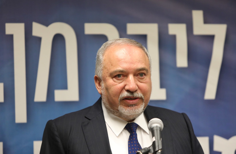 Yisrael Beytenu chairman Avigdor Liberman at a press conference (photo credit: MARC ISRAEL SELLEM)