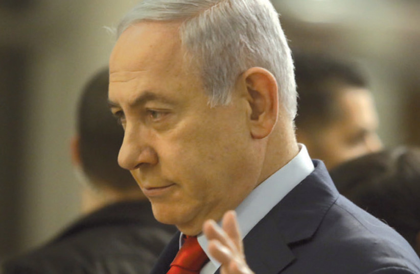 Prime Minister Benjamin Netanyahu in the Knesset on the fateful night of May 29, when the Knesset dissolved itself and set September 17 as the date for new elections (photo credit: MARC ISRAEL SELLEM)