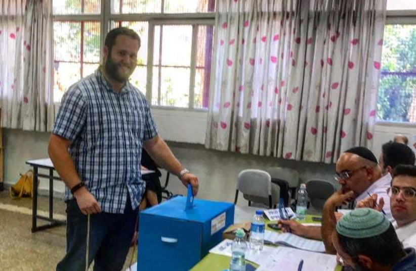 Chaim Zalman Hutz votes in Jerusalem for the first time. (photo credit: Courtesy)