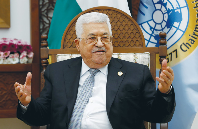 PA PRESIDENT Mahmoud Abbas – ‘He makes threats and engages in fiery rhetoric as part of a strategy to appease the Palestinian public.’ (photo credit: REUTERS/MOHAMAD TOROKMAN)