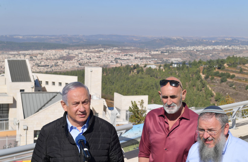 Netanyahu meets with settler leaders in Gush Etzion after the US stated that settlements are not illegal on November 19, 2019. (photo credit: GPO/KOBI GIDEON)
