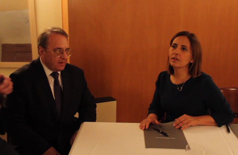 Social Equality Minister Gila Gamliel continued her discussions with Russian Envoy to the Middle East Mikhail Bogdanov on Tuesday about a possible humanitarian pardon for Israeli-American Naama Issachar. (photo credit: Courtesy)