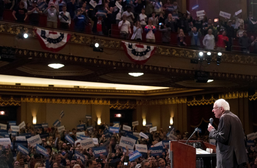 U.S. Democratic presidential candidate Bernie Sanders speaks during a rally in St Louis, Missouri, US, March 9, 2020. (photo credit: LUCAS JACKSON/REUTERS)