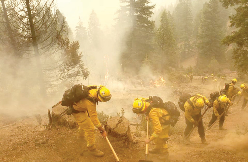 Israeli firefighters help battle the blazes in California in September (photo credit: ISRAEL FIRE AND RESCUE AUTHORITY SPOKESMAN)