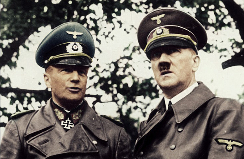 Adolf Hitler (R) with Commander-in-Chief of the German Army Walther von Brauchitsch, Warsaw, October 1939 (photo credit: WIKIMEDIA COMMONS/RUFFNECK88)