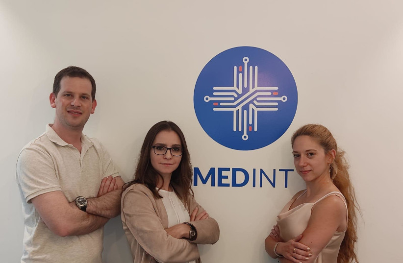 Left to right: Dr. Yotam Bronstein, Head of Research department at Medint, Tanya Attias - Co-founder and CEO, Noa Guzner, senior researcher. (photo credit: SHARON SHAMNI)