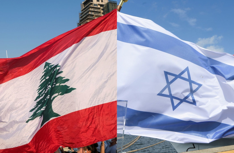  An Israeli flag and a Lebanese flag (photo credit: Emilie Madi/Reuters, FABIAN BIMMER / REUTERS)
