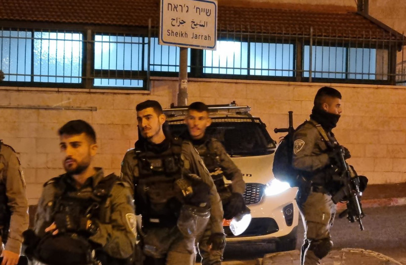  Israel Police operate in Sheikh Jarrah in east Jerusalem amid violent clashes, February 13, 2022 (photo credit: ISRAEL POLICE)