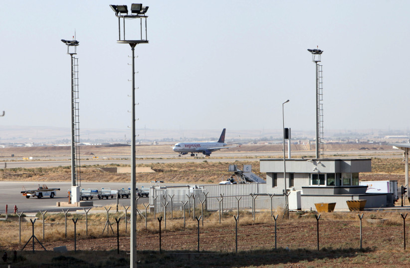  A plane is seen at the Erbil International Airport in Erbil, Iraq September 29, 2017. (photo credit: REUTERS/AZAD LASHKARI)