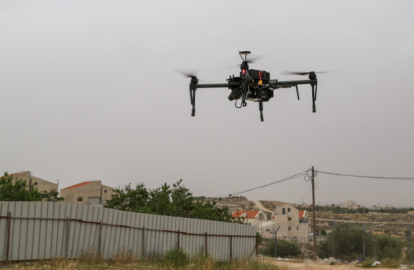  View of a new security drone in Efrat, in the West Bank (photo credit: GERSHON ELINSON/FLASH90)