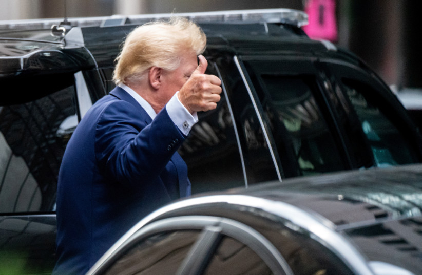  Former US President Donald Trump departs Trump Tower for a deposition two days after FBI agents raided his Mar-a-Lago Palm Beach home, in New York City, US, August 10, 2022.  (photo credit: REUTERS/DAVID 'DEE' DELGADO)