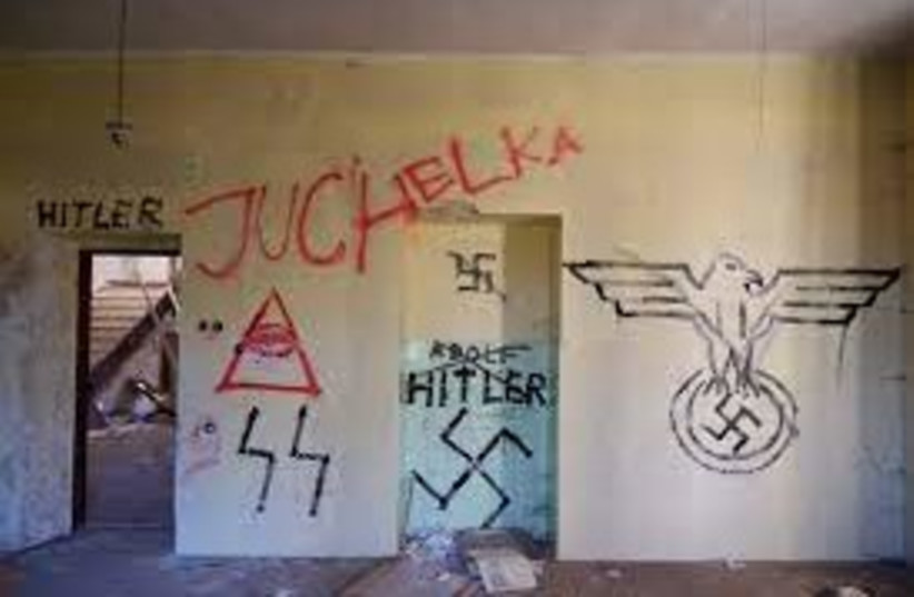  antisemitic graffiti on a wall (photo credit: WIKIMEDIA)