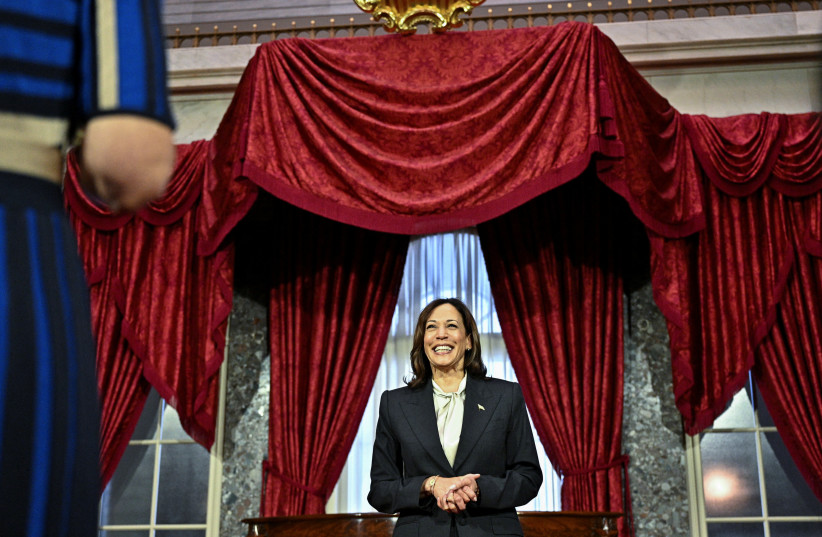  US Vice President Kamala Harris is seen on the first day of the 118th Congress at the US Capitol in Washington, January 3, 2023 (photo credit: REUTERS/JON CHERRY)