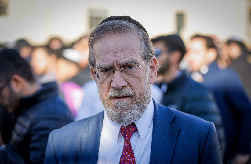 MK Yitzhak Pindrus seen during Rosh Hodesh prayer of women of the wall, at the Western Wall in Jerusalem Old City, February 22, 2023. (photo credit: ERIK MARMOR/FLASH90)