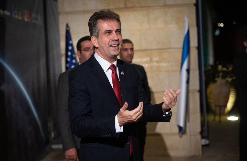 Foreign Affairs Minister Eli Cohen seen before the arrival of US Secretary of State Antony Blinken at the Foreign Ministry in Jerusalem, January 30, 2023. (photo credit: YONATAN SINDEL/FLASH90)