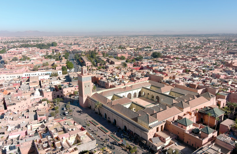  An aerial view of the ‘Mellah,’ a quarter of the city to which Jews were once confined in Marrakesh. (photo credit: ILAN ROSENBERG/REUTERS)