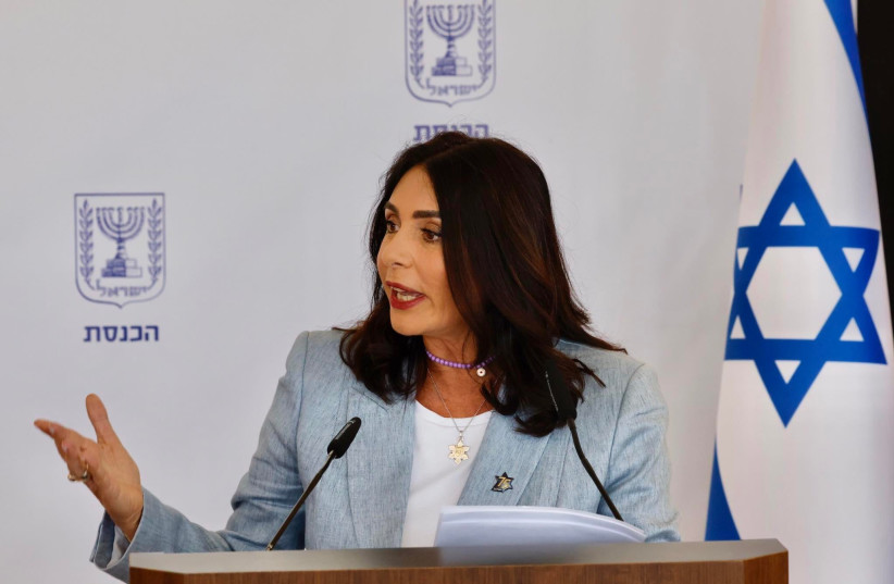  Transportation Minister Miri Regev (Likud) speaks at a Knesset event ahead of Independence Day, April 23, 2023. (photo credit: MARC ISRAEL SELLEM/THE JERUSALEM POST)