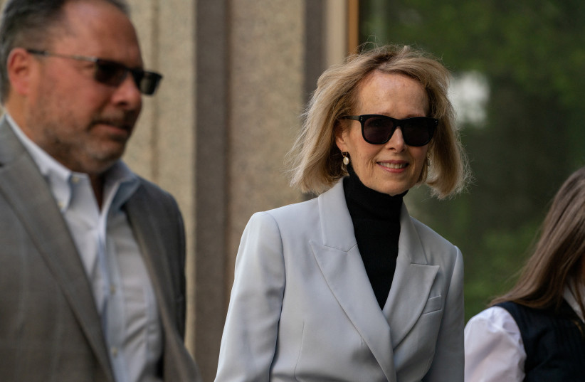  E. Jean Carroll, former U.S. President Donald Trump rape accuser, arrives at Manhattan Federal Court for the continuation of the civil case, in New York City, U.S., May 8, 2023. (photo credit: REUTERS)