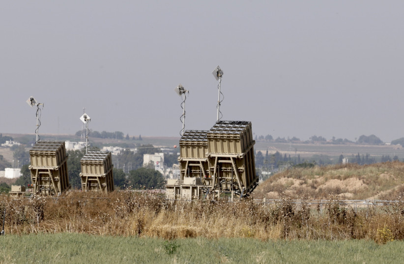  An operational Iron Dome battery is seen amid barrages of rockets on Israel's South during Operation Shield and Arrow, in Sderot, May 11, 2023 (photo credit: MARC ISRAEL SELLEM/THE JERUSALEM POST)
