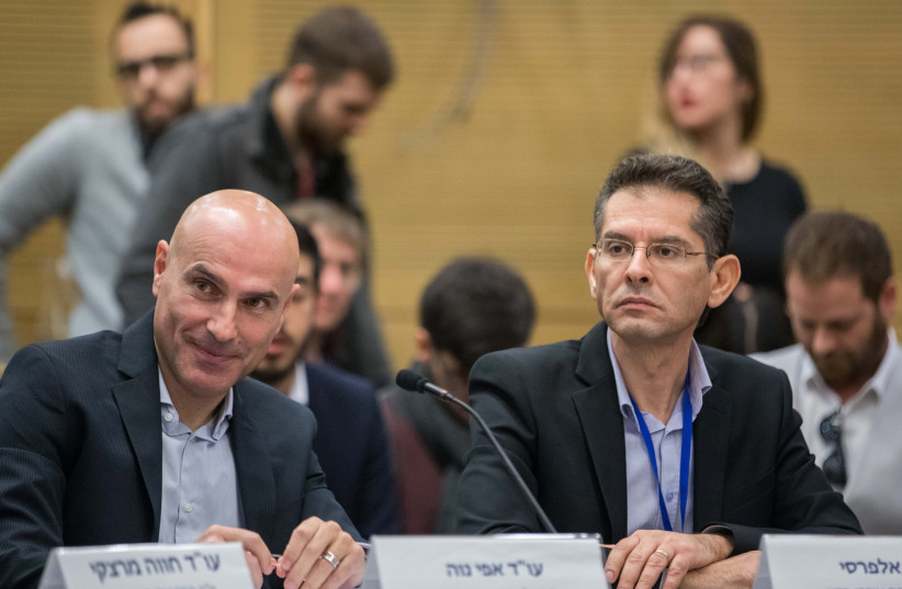 Israeli Attorney Effi Naveh, chairman of the Israel Bar Association's attends a Constitution, Law, and Justice, Committee meeting in the Israeli parliament on January 16, 2018 (photo credit: YONATAN SINDEL/FLASH90)