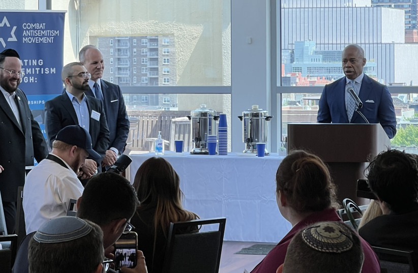  New York City Mayor Eric Adams joins the Combat Antisemitism Movement and 55 of their partner organizations to discuss new ways to tackle bigotry and antisemitic hatred. (photo credit: COMBAT ANTISEMITISM MOVEMENT)